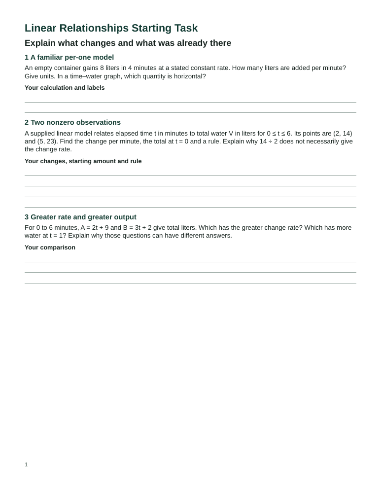 Student page 1: Starting task