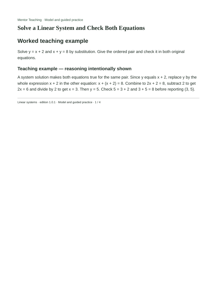 Linear-Systems current teaching pages, page 1; includes intentionally shown teaching examples